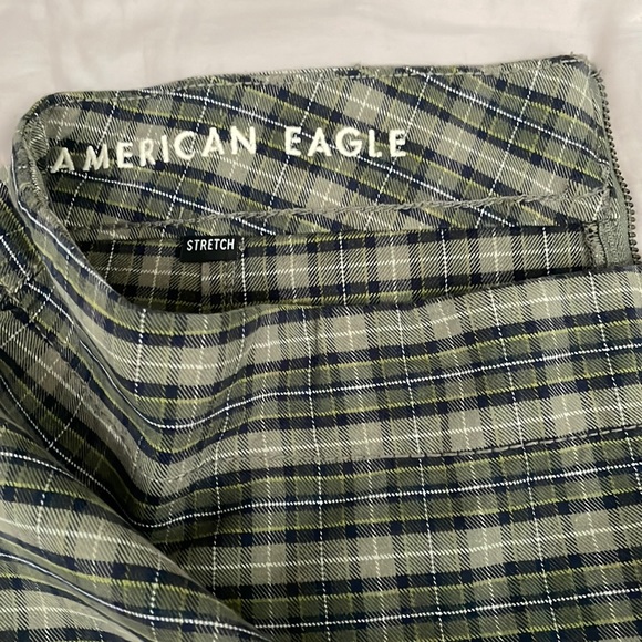 NWT American Eagle Green, Blue & White Plaid Stretch Mini Skirt, Size 8 - Picture 11 of 14